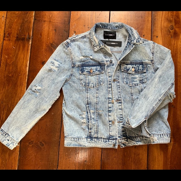 Fashion Nova Mens Denim Jacket Size XXL Acid Wash - Picture 2 of 8
